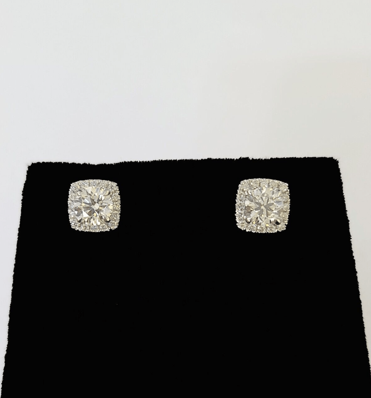 14k White gold Square Earrings Diamond screw - back Lab Created Women Men Studs - GoldenlinQ